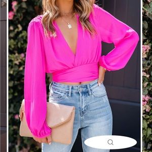 VICI VITTORIA TIE FRONT CROP BLOUSE